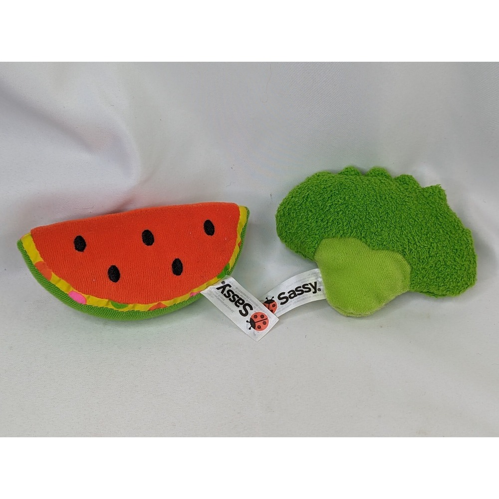 Sassy Food Watermelon Broccoli Plush Lot 2012 Stuffed Animal Toy